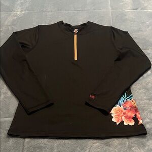 Burnside Black Long Sleeve with Floral Accents size youth XL